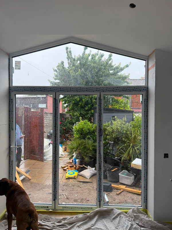 Anthracite grey composite front door with glazed panels installed by Pane Relief, Bristol