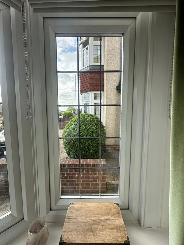 Georgian leaded bay window with repaired clear glass in Bristol