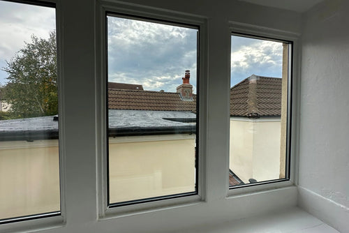 Three-pane bay window all clear after double glazing repair in Bristol