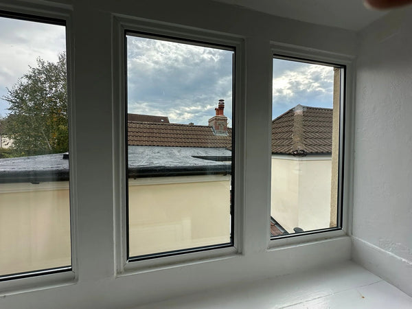 Three-pane bay window all clear after double glazing repair in Bristol